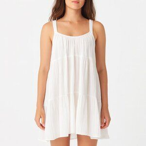 XiRENA Pyper Dress White Cotton Gauze Tiered Flowy Boho Midi XS